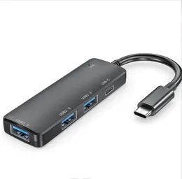 USB C USB3.0 Hub Type-C 4 Port Hubs USB Splitter PD OTG Adapter för Surface Pro MacBook iMac PC Dator Laptop Tillbehör 5V 2A Strömförsörjning