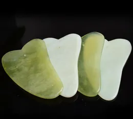 Naturlig Gua Sha Board Grön Jade Stone Guasha Cure Akupunktur Massage Verktyg Kropp Ansikte Avslappning Skönhet Hälsovård Verktyg