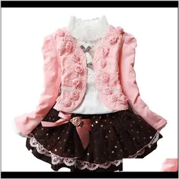 Bebê bebê maternidade entrega entrega 2021 theneepiece meninas overskirt de malha crianças conjuntos de roupas de manga longa saias rosa lace vestido curto 31