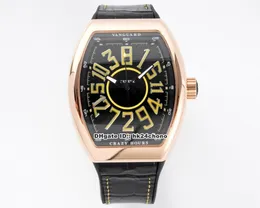 ABF Factory Luxury Watches Vanguard V45 Crazy Hours Rose Gold CZ02 Automatic Mens Watch Sapphire Crystal Black Dial Leather Strap Gents Wristwatches