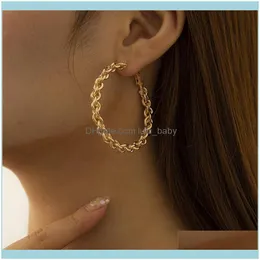 Jewelryvintage Big Hollow Round Hoop Earring For Women Girl Metal Gold Sier Color Geometric Hook Earrings Party Jewelry Brincos & Hie Drop D