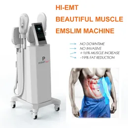 4 handles HIEMT stimulated ems emslim muscle stimulator fat removal machine 2 years warranty free shippment