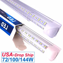 8FT LED Light Fixtures 72W Tube , 96'' Shop Lights 6500K Daylight White Dual Side T8 V-Shape Integrated 8 Foot Lamp (150W Fluorescent Bulb Equivalent)