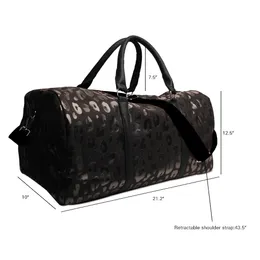 Glitter Black Leopard Travel Bag Large Capacity Blue Duffle Handbag Overnight Weekend Tote Bag