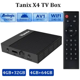 Tanix X4 Android TV Kutusu 4G 32G Amlogic S905X4 Dört Çekirdek 4GB32GB 2.4G/5G WiFi BT4.1 AV1 4K Medya Oyuncu Evi Film Akıllı Android11 ​​TVBOX