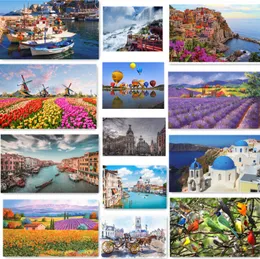 Najnowsze dostawy Dekompresyjne zabawki 46x28 cm 500 kawałków dorosłych krajobrazowy obraz olejny miasto zwierzęce puzzle