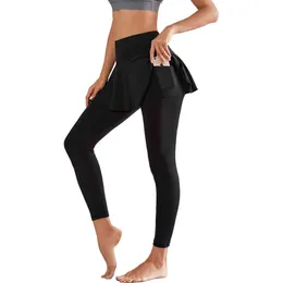 Womens Badminton Skirt compression pants 2 in1 Unique Tennis Skirts built-in High Waist Yoga leggings trousers sport Skirt H1221