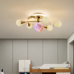 Nordic Style 3D-tryckkula LED Taklampor Konstmånen Barn Prinsessan Rum BedroomDecoration Hängande lampa