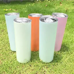 Totally Straight Tumbler 20oz UV Color Change Skinny Tumblers Creative Stainless Steel White Blank Milk Cup Festival Party Gift for Family