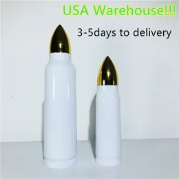 Local Warehouse! 500ml sublimering bullet tumbler rostfritt stål tumbler vattenflaska vakuumisolerad kopp resa rånar dubbel vägg rån vattenflaska usa lager