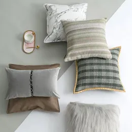 Dekorativt kastkudde täcker lyxig faux fuzzy päls mjuk kudde fodral dekor grå stil för soffan soffa sovrum bil kudde/dekorativ