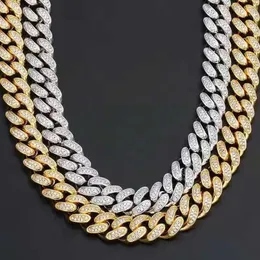 12mm Top Qualité Classique Diamant Cubain Miami Chaîne Lien Colliers hommes hiphop glacé bijoux