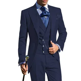Slim Fit Men Tail Coat 3 stycken Business Bröllop Tuxedo för brudgum Middagsfest Man Mode kostymjacka med västbyxor 2021 x0909