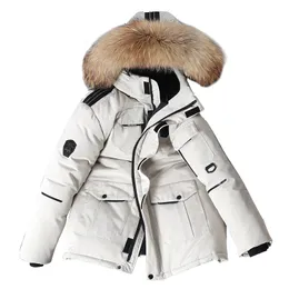 Herrarna Down Jacka Parka Winter Hooded Keep Warm Furry Hat Women's Casual Outdoor Zipper Asian Size S-3XL