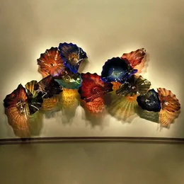 Classic Lamp Mounted Wall Decor Plates Italian Design Antique Chihuly Style Hand Blown Glass Flower Art Room Decoration Accessories 20 to 40cm
