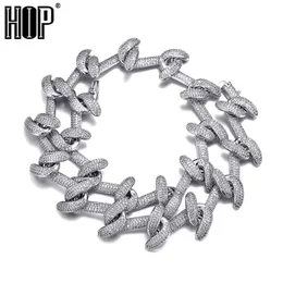 20mm Gothic Cuban Link Chain Necklace Iced Out Full Of Bling Cubic Zircon Rhinestone Copper Choker For Women Men Hip Hop Jewelry X0509