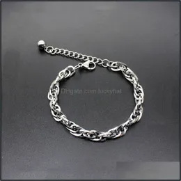 Länkarmband JewelryLink Chain Titanium Steel Armband Simple Rostfri Hand smycken Fashion Wild Mens Drop Delivery 2021 E5QR7