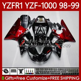 YAMAHA YZF-R1 YZF-1000 YZF R1 1000CC YZFR1 98 99 00 01 YZF1000 1998 1999 2000 2001 OEM Faireing Kit Red Firs