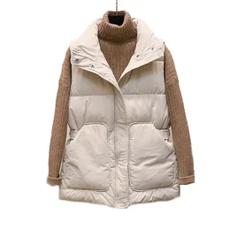 Women's Down Cotton Body Warm Vest Coat Winter Ladies Casual Waistcoat Female Sleeveless Long Vest Jacket Slim 210817