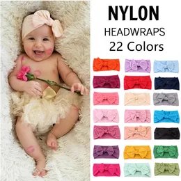 INS 22 Colors Baby Headbands Bohemian Children Nylon Hair Band Bow Knotted Solid Color Elastic Headdress