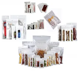White/Clear Self Seal Zipper Plastic Bags Packaging Pack Fresh Bag Food Storage Package