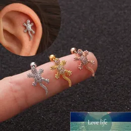 1pcs Cz Animal Gecko Cartilage Earring Lizard Reptile Helix Stud Ear Piercing Jewelry Tragus Conch Screw Back Earring