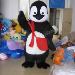 Costume da mascotte pinguino nero di Halloween Personaggio a tema anime dei cartoni animati di alta qualità Taglia per adulti Festa di compleanno di carnevale di Natale Vestito da esterno