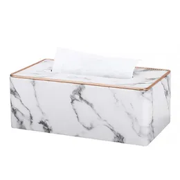 Tissue Boxes & Napkins Marble Pattern Box Cover Holder With Leather Gold Edge El Drawer Luxury Business Office Dining Home