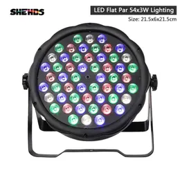 SHEHDS Flat 54x3W Iluminação LED Par Light Strobe Controlador DMX Party DJ Disco Bar Dimming Effect Projetor