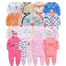 Kavkas 3 4 pcs/lot Baby Girl Clothes ropa bebe Long Sleeve Summer Soft Cotton Boys Rompers Born Clothing 220211