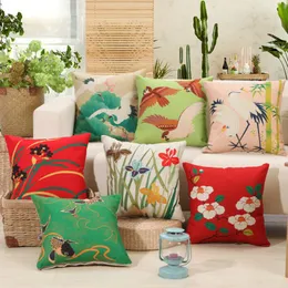 Cushion/Decorative Pillow Plant Floral Print Cushion Include Filler Core 18inch 45cm Big Xmas Mall El Home Decor Car Chair Sofa Seat Back Th