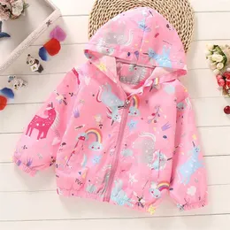 Casual Windbreaker For Girls Waterproof Raincoat Spring Children Outerwear Hooded Coats Kids Clothes 2-4-6-8 Year 211011