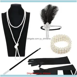 Wedding jewelryfashion Designer de luxo Vintage Cristal Diamante Dia das Bruxas Tassel Borla Headbands Jóias de Cabelo Luvas Pérolas Colar Bracele