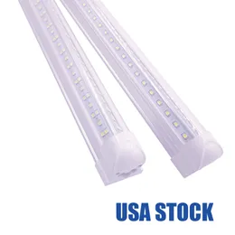 8FT LED Tube Shop Light Fixture, V Shape T8 Integrated 8 Foot Tube Lights, 6500K Cold White, High Output 144W Tubes Lighting Double Sided for Garage Warehouse Clear Cover
