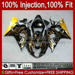 Injection Mold Body For SUZUKI GSXR 750CC 600CC 750 600 CC 2004-2005 43No.55 GSXR-750 GSXR600 GSXR750 K4 2004 2005 GSXR-600 GSX-R750 04 05 OEM Fairing Kit golden flames