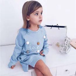 Child Baby Girls Warm Dress Pullover Autumn Winter Plush Ball Long Sleeve Mini Stright Dresses Party Princess Dresses Clothes 20220221 H1