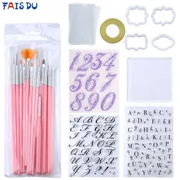 Cake Cookie Decorating Tool Set Letter Alphabet Cookie Cutter Embosser Stamp Fondant Cutter Pastry Tools Accessories 210721