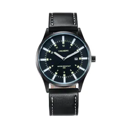 Relogio Casual Marka Cagarny Mens Watch Moda Business Leather Strap Quartz Zegarki Luksusowy Japoński Ruch Męski Dzwon Masculino