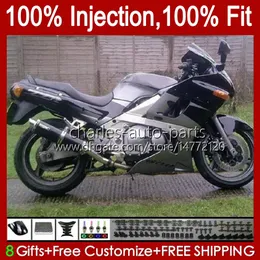 Injection Fairings For KAWASAKI NINJA ZZR-400 ZZR-600 ZZR400 93 94 95 96 97 98 99 00 84HC.25 ZZR600 ZZR 600 400 2001 2002 2003 2004 2005 2006 2007 OEM Body black silvery Kit