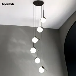 Avizeler Dubleks Villa Lobisinde Sarkıt Modern Nordic Spiral Merdiven Asılı Işık Yemek Oturma Odası El Avize LED Dahil