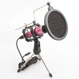 3.5mm Microphone Podcast Condenser Microphones with Tripod Stand Foam Mic Windscreen Phone PC Live Broadcast Mics Kit for Game Recording YouTube Sing