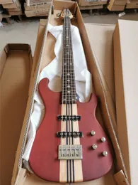 5 strängar röd kropp elektrisk basgitarr med rosewood fingerboard nacke-thru-body, bas är i lager och kan skickas omedelbart,