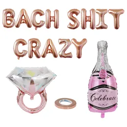 Bachelor Party Decoration Ballong Set Bach Shit Crazy Bottle Diamond Ring Letter Vuxen Enstaka partier Decor Foil Balloons Sets