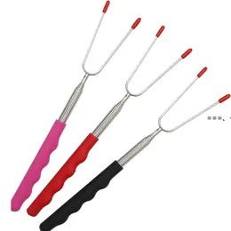 New5pcs / Set Durable BBQ Forks Lätt att bära Hit Färg Teleskoping Grill Marshmallow Roasting Sticks Utomhus BBQ RRD12355