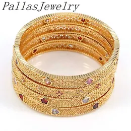 3pcs Fashion Trendy Jewelry Cubic Zirconia Stone Open Cuff Bracelet Colored Cz Micro Pave Bangle Bracelet Charm Q0720