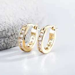 Kvinnors Circle Hoop Earring 14K Guldpläterad Iced Out CZ Earrings Hip Hop Simple Fashion Smycken