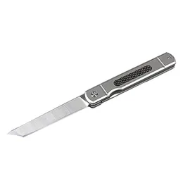 All lager Folding Kniv D2 Steel Satin TANTO BLADE TC4 Titanlegering + Kolfiberhandtag EDC Pocket Knives H5371