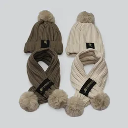 Bebê de malha POM chapéu lenço conjunto inverno aquecido beanie de pelúcia lençoada terno de algodão gargalhãowarmarmer criança menino menina de menino 1y-6y