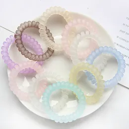 Fashions Lady Hair Accessories Macaron frosted Telephone Wire Band Mermaid Ponytail Holder Girls Elastic Phone Cord Line Tie M3877