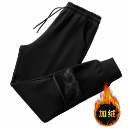 Pantaloni sportivi da uomo invernali Pantaloni sportivi da jogging Pantaloni larghi maschili Abbigliamento sportivo Pile di lino Caldo casa Nero Z298 211201